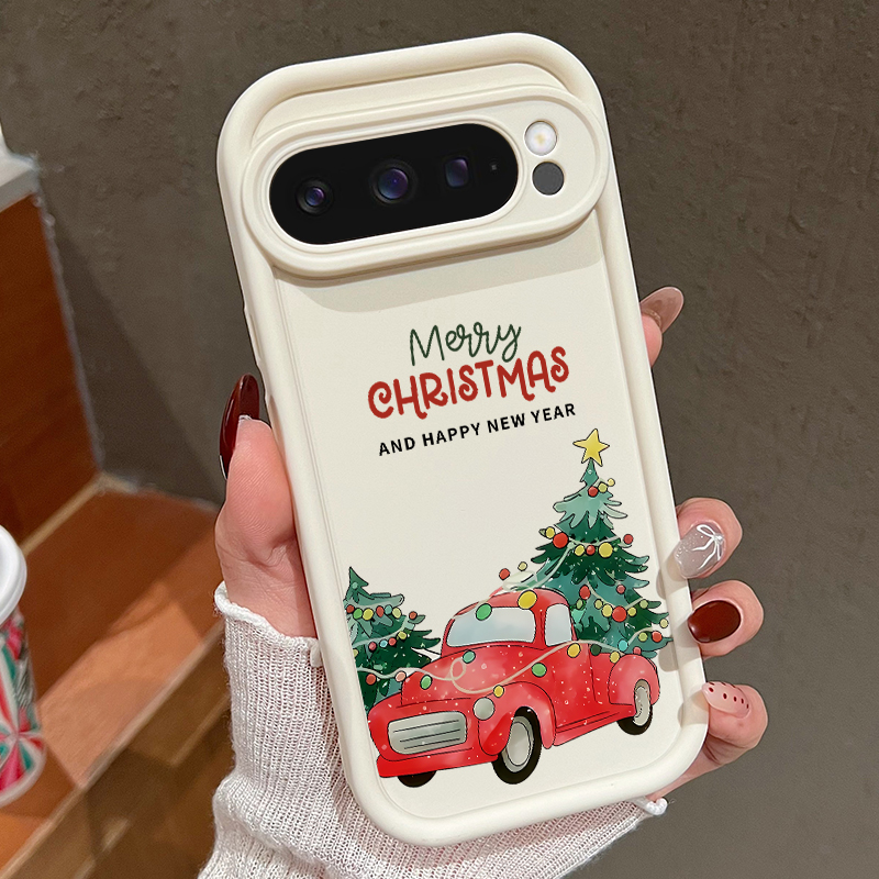Google Pixel 9 - Casing Telepon TPU Bermotif Pohon Natal